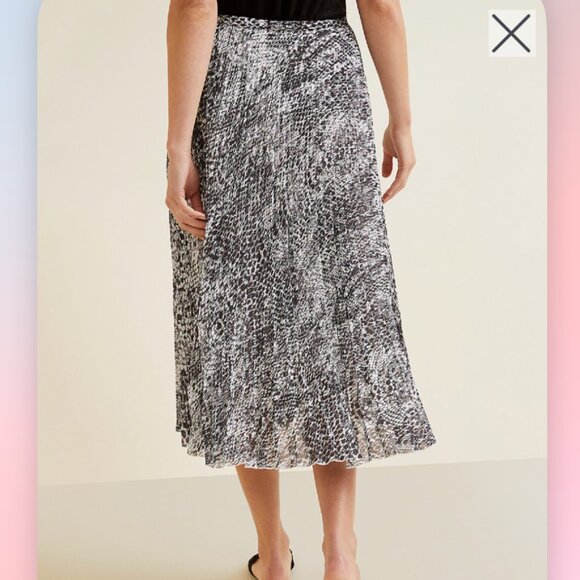 Garnet Hill SZ4 Snakeskin Micro Pleated Midi Skirt Career Old Money Capsule Prep - Picture 3 of 10